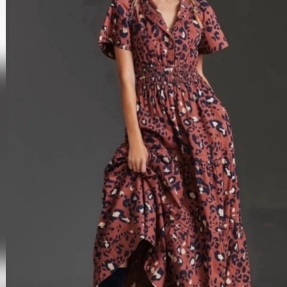 Maeve The Somerset Leopard Print Shortslet Tiered Maxi Dress